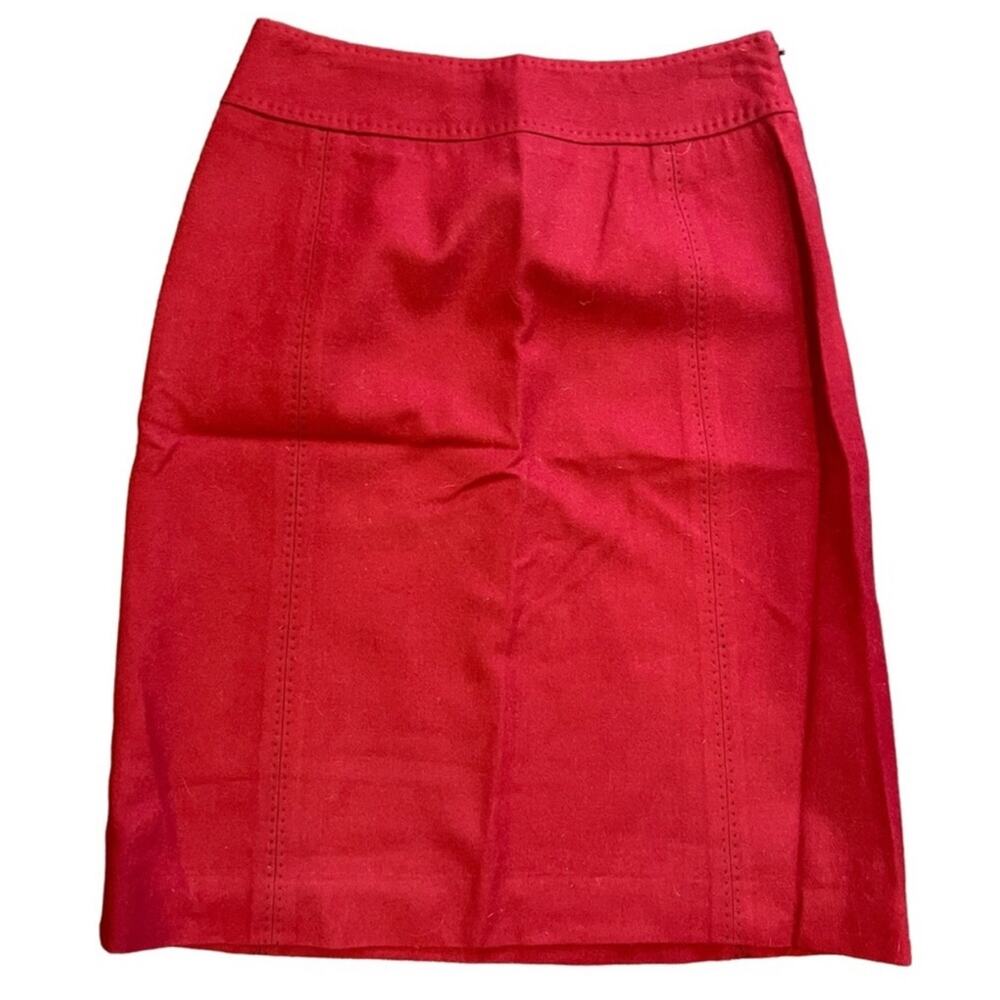 Ann Taylor Vintage Blue Label Wool Lined Red Cherry Pencil Skirt Women’s Size 8